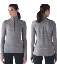 Lululemon Outrun 1/2 Zip Hazy Heather Heathered White Heathered Black size 4