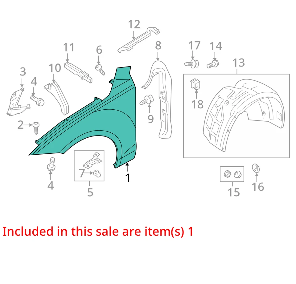 2014 2015 2016 2017 2018 AUDI RS7 FRONT LEFT FENDER PANEL ASCARI BLUE (9W) OEM — 第 3/4 张图片