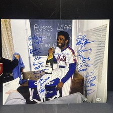 New York Mets 1986 World Series Team Signed Photo 16x20 Autographed JSA