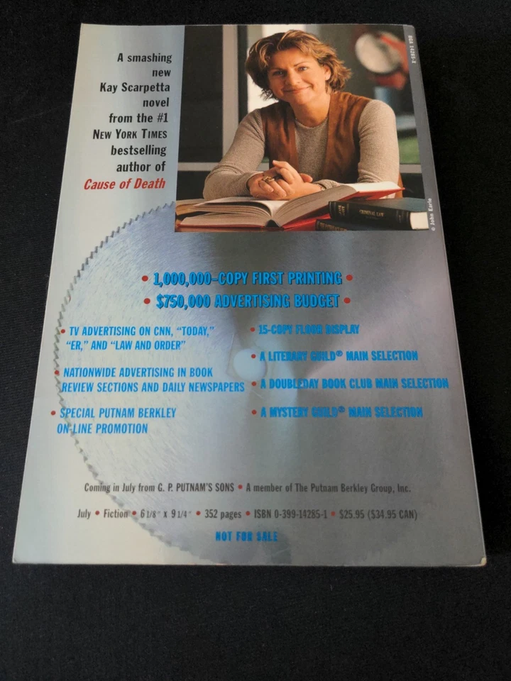 Uncorrected Proof Unnatural Exposure by Patricia Cornwell 1997 PB ARC  - Image 4 of 4