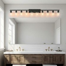 65'' Modern Black Vanity Light 10 Lights Bathroom Wall Sconce Fixture Mirror