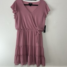 A. Byer Short Flutter Sleeves Fit And Flare Dress Pink Size L New W/Tags
