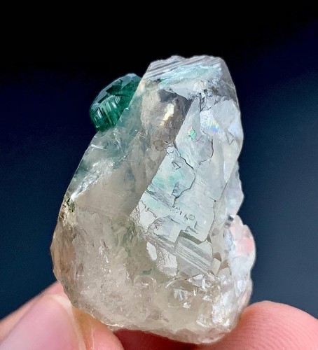 Paraiba Turmalina Cristal Sobre Cuarzo Espécimen Afganistán 52 Quilates - Imagen 5 de 6
