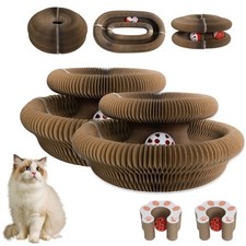 2 Pack Kitty Cat Toy,Foldable Magic Organ Cat Scratcher Board with Bell Ball,Int