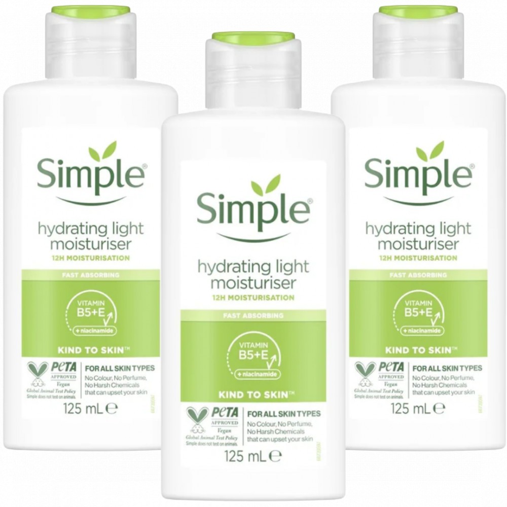Simple Kind to Skin Hydrating Light Face Moisturiser 125ml (Pack of 3)