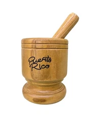 Puerto Rico Small Size Wood Mortar & Pestle Pylon Pilon Madera - Mofongo Mojito