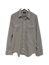 Vintage Sears Western Wear Pearl Snap Shirt XL 17 17 1/2 Green Brown White Plaid