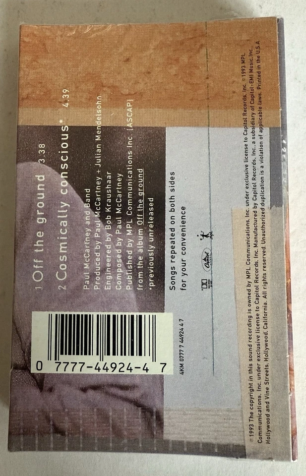 Paul McCartney Beatles Off The Ground Cassette Single New Sealed 1993 Beatles - Image 2 of 3