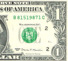 Birthday Note August 15 1987 Fancy Serial Number One (1) Dollar Bill B81519871C