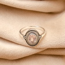 Natural Rose Quartz Ring, 925 Sterling Silver Ring, Handmade Pink Stone Ring