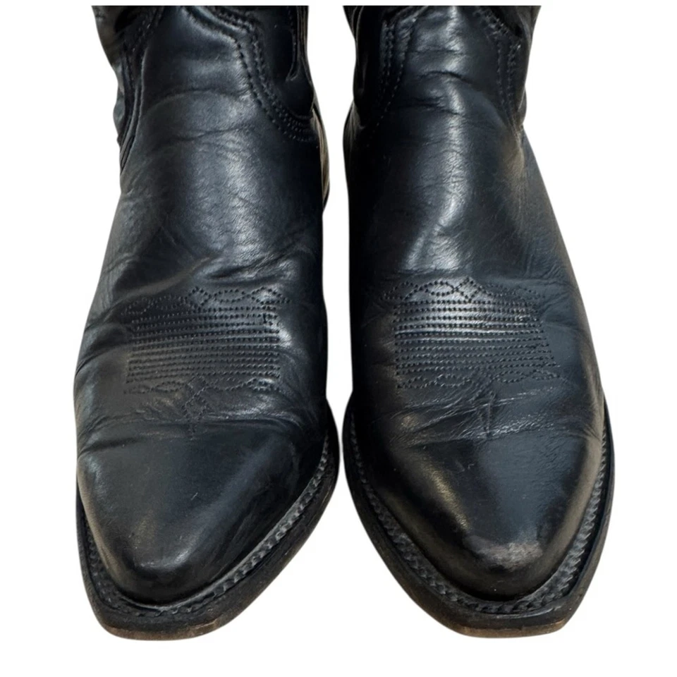 Botas vaqueras occidentales de cuero negras Abilene Boot Co talla 7 punta puntiaguda Foto 3 de 4