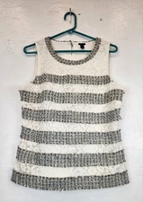 J.Crew Womens Tank Top Sleeveless Natural White Gray Lace Tweed Size Medium