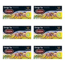 Celestial Seasonings Energy Black Tea, Caffeinated, 12 Tea Bags Box (Pack of 6)