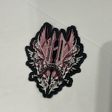 Harley-Davidson Motorcycle Pink Wings Embroidered Iron On Patch 3  x 4  