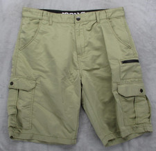 Iron Co Shorts Mens 34 Beige Cargo Polyester Lined Flat Front Outdoor Casual