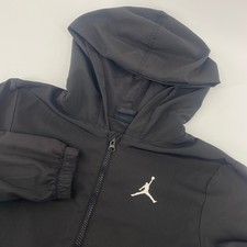 Jordan Windbreaker Kids Size M 10-12YRS Black Full Zip Hooded Jacket C720-023
