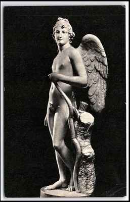Vtg Antonio Canova Amour Cupid Sculpture Art Postcard USSR Leningrad Her... K141