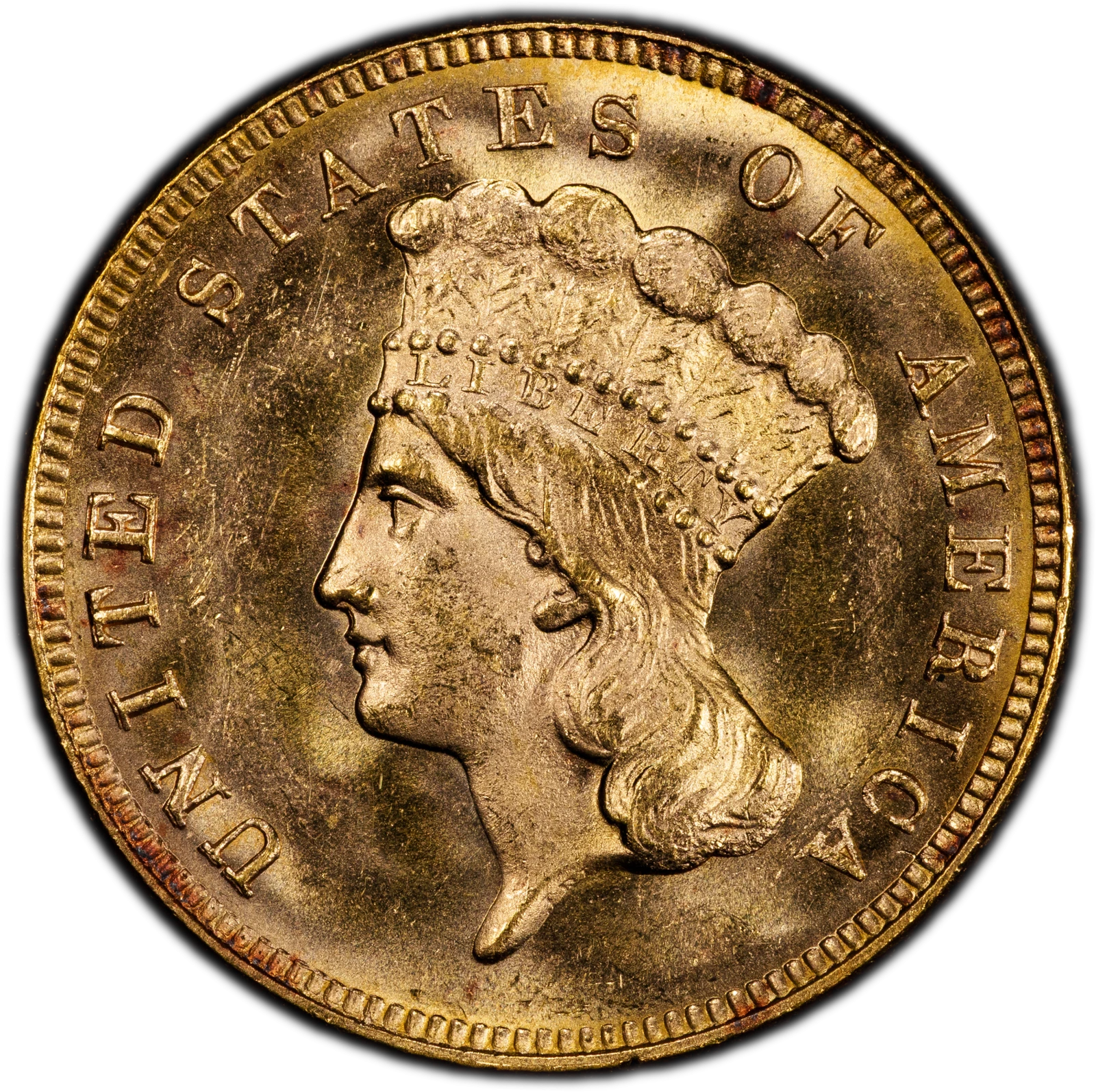 1888 $3 Three Dollar PCGS MS65+ (CAC)