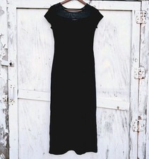 Vtg 90's Y2k Women Sheer Mesh Black Sexy Long Dress Goth Grunge Party Vamp 8 M L