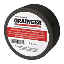 Masking Tape, 1/4 In W X 60 Yd L, 5.5 Mil Thick, Black, Rubber Adhesive, 144