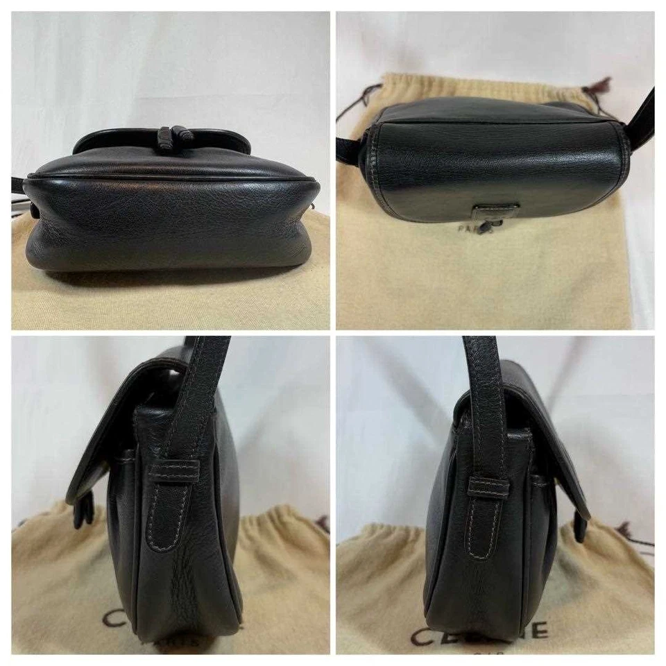 Сумка наплечная CELINE Triomphe кожаная черная повседневная женская бывшая в употреблении из Японии - Изображение 4 из 4