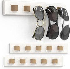 3 Pack Sunglass Organizer, Wall Mounted Sunglasses Organizer, Wooden Glasses Hol