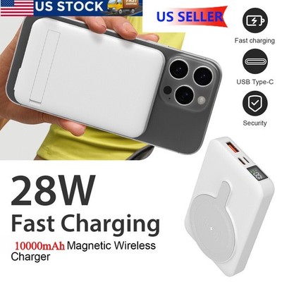10000mAh Power Bank Magnetic Battery Pack Wireless Charger for iPhone15/14/13/12