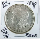 1880-S  MORGAN SILVER DOLLAR FROM ORIGINAL BANK BAG GEM BU US MINT #2005