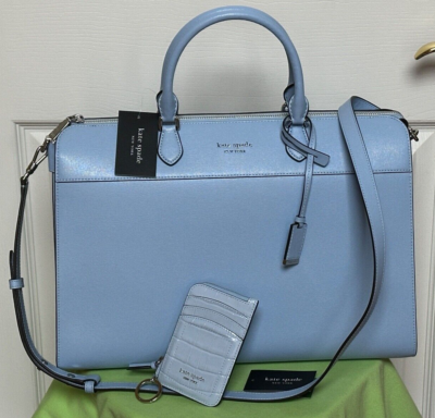 kate spade ジャケット 160 ブルーグレー KATE SPADE MORGAN LAPTOP BAG + KNOTT ZIP CARDHOLDER(SET):NWT NORTH