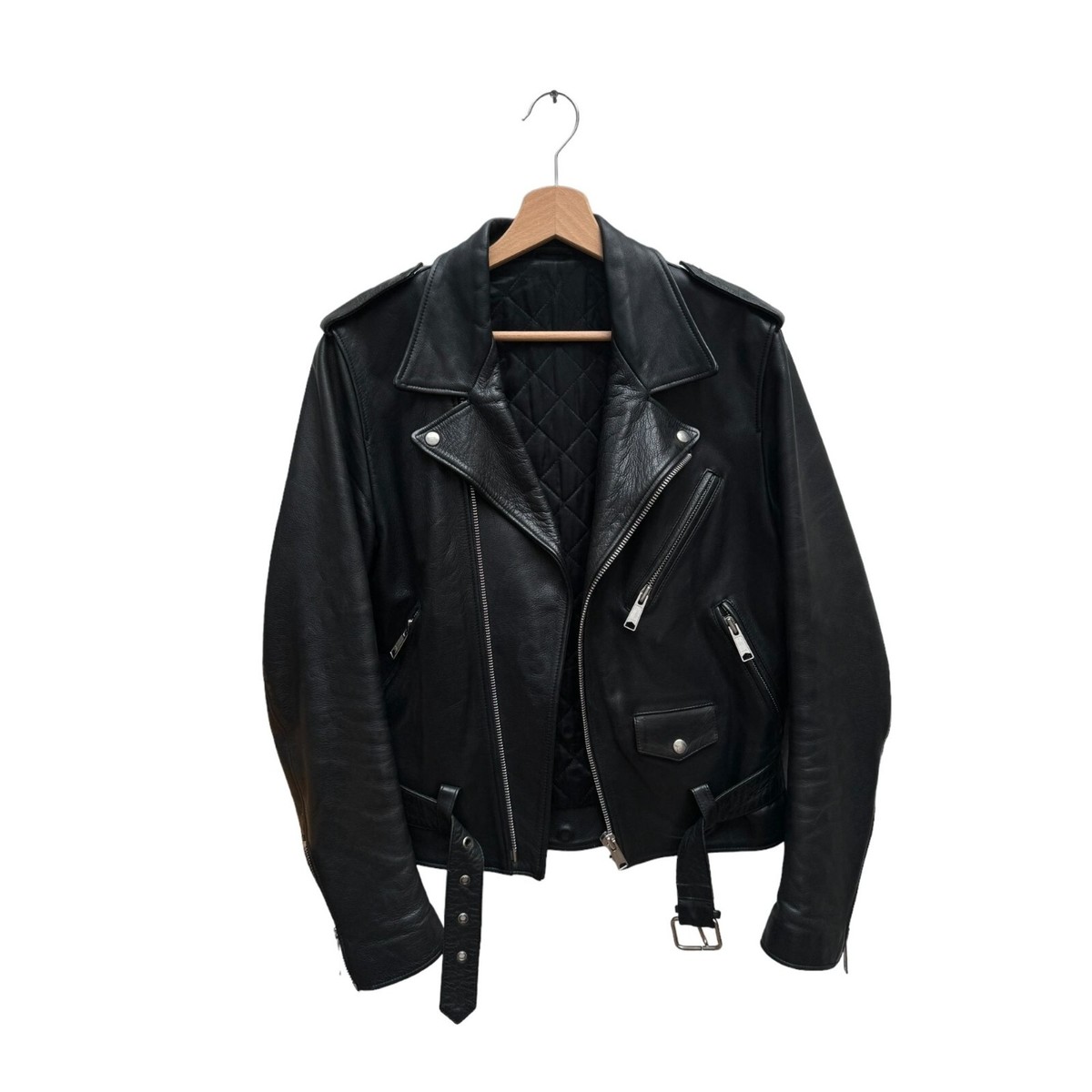 Sandro Black Biker Jacket - Ramones 100% Calfskin leather Size S