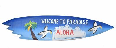 Welcome to Paradise Aloha Surfboard 100cm Surfbrett im Hawaii Maui Strand Look