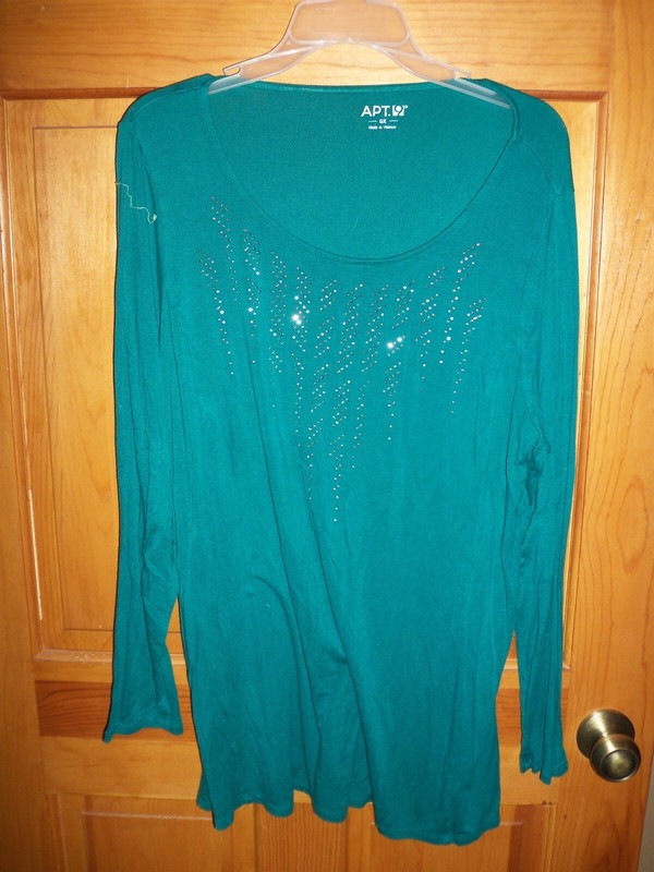 Women's Apt 9 Green Dress Shirt with Studs Size OX EUC