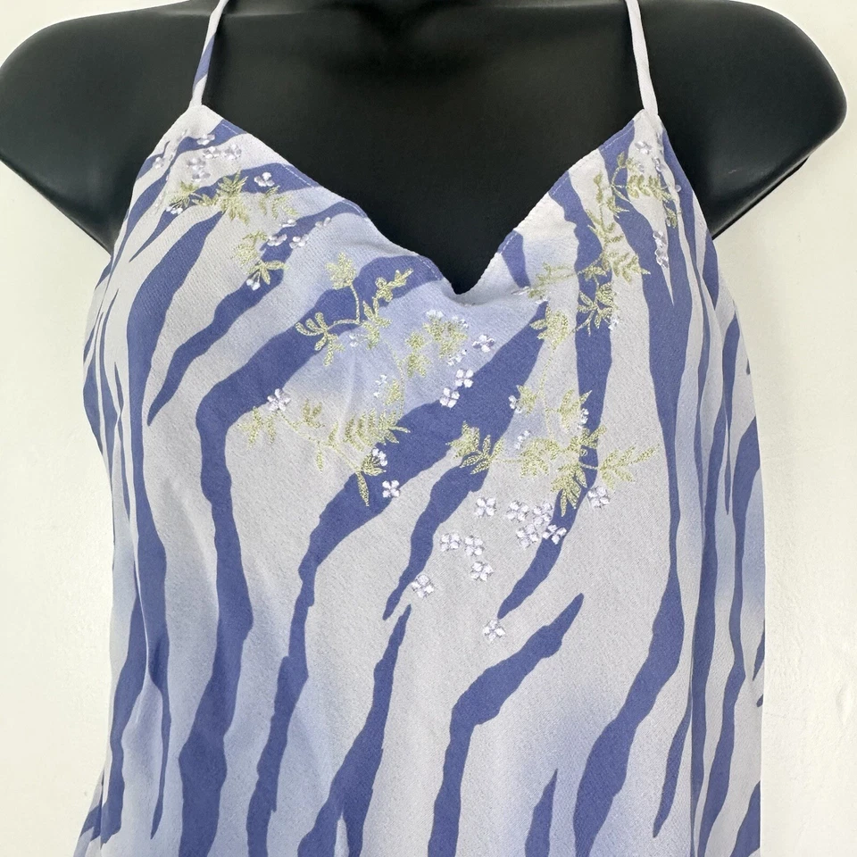 Vestido de Noche Babydoll Natori Bordado Sin Mangas Talla S Estampado de Cebra Foto 2 de 4