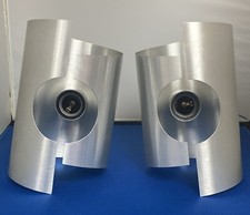 Vintage Pair of Mid Century brushed steel space age Wall lights rewired sputnik