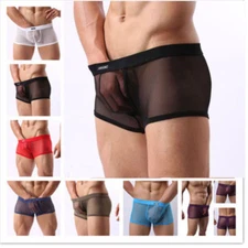 COCKCON men sexy mesh underwear boxer transparent see-thru breathable M-3XL