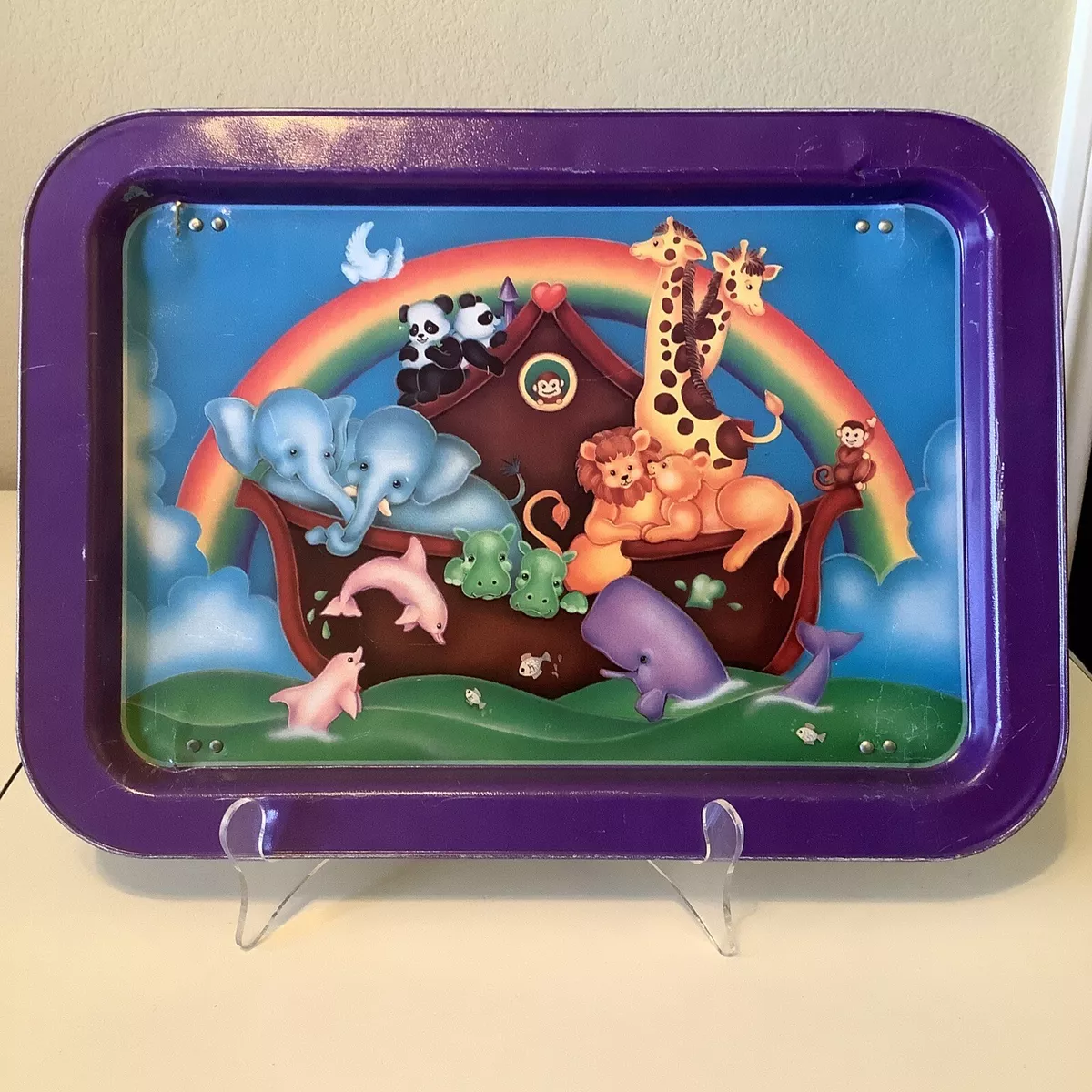 Vintage Noah s Ark Metal Vintage Lap Tray With Folding Legs 17