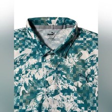 Puma Botanical Floral Tech Pique performance golf polo Shirt men  s size L