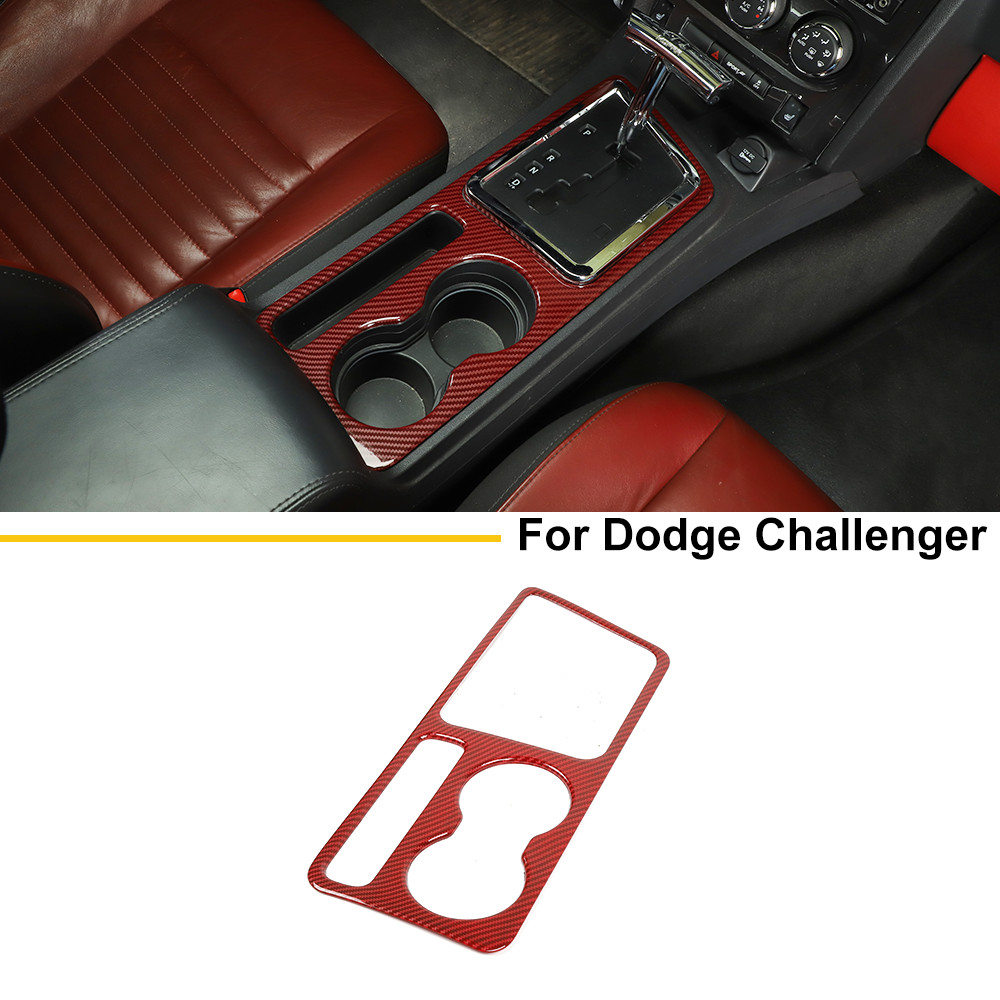Interior Console Gear Shifter Cover Trim For Dodge Challenger 2009-14 Red Carbon