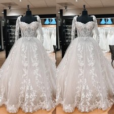 Wedding Dresses Long Sleeve Full-Length Square Neck Lace Applique Bridal Gowns