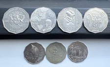 7 FIFTY-CENT COMMEMORATIVE AUSTRALIAN COINS 1970, 1994, 1995, 1998, 2000, 01, 05