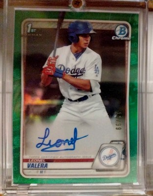 2020 Bowman Chrome Prospects Green Refractor 11/99 Leonel Valera #CPA-LV Auto 
