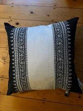 NEW Enchante Accessories Pillow 21 X 21” with Zip Off Cover Black & White
