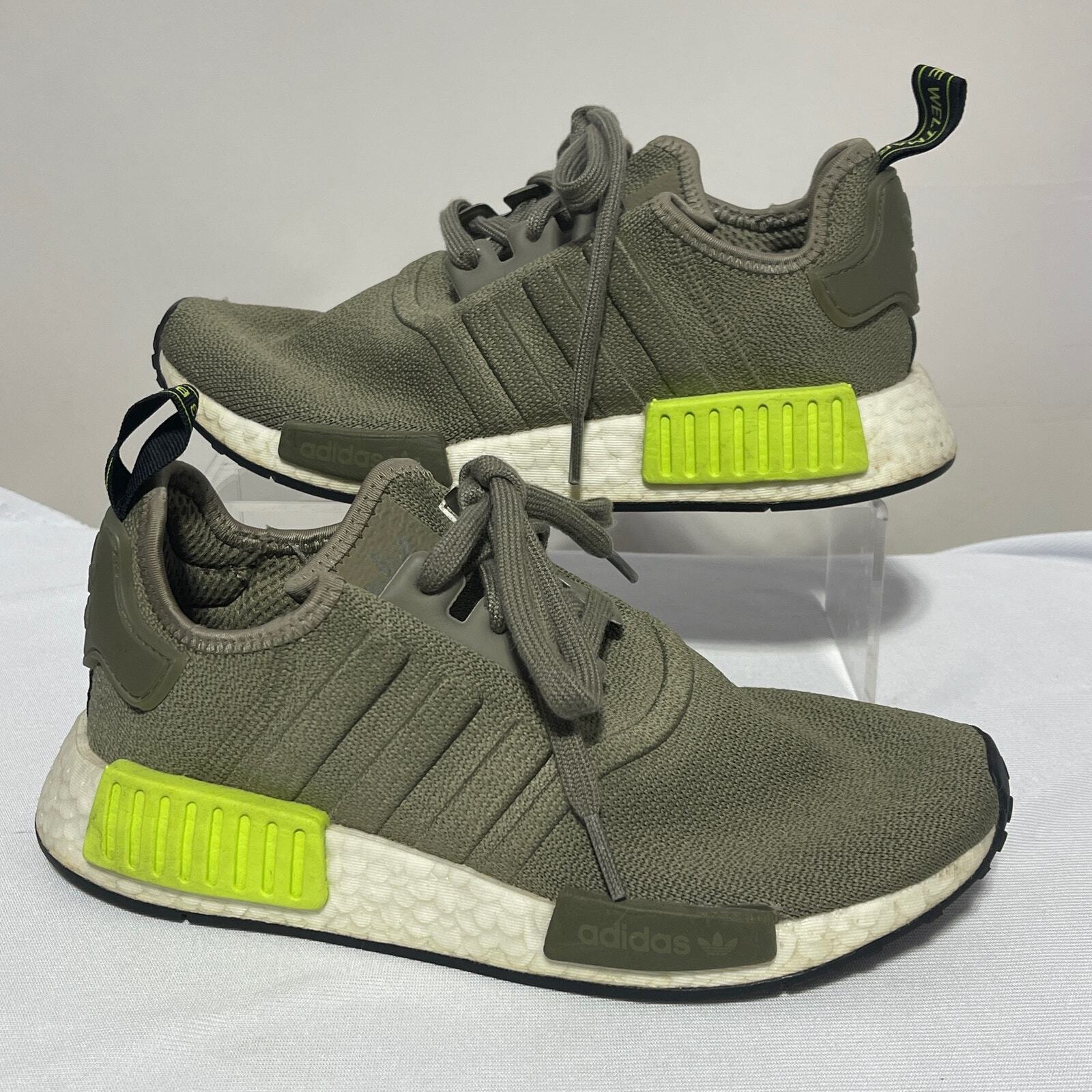 Adidas Running Shoes Men's 5 NMD R1 Boost Sneakers BD7750 Green Yellow Trainers-image