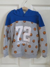 Toddler Boy  s Adidas Basketball Gray  Blue Hooded Pullover Hoodie Sweatshirt 4T