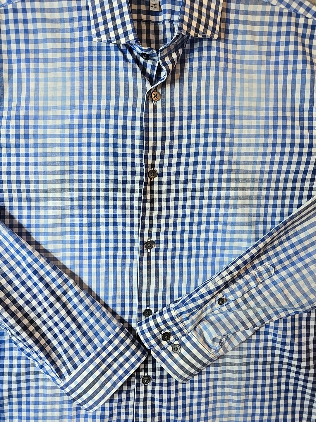EXPRESS FITTED BLUE GINGHAM CHECK BUTTON DOWN SHI… - image 2