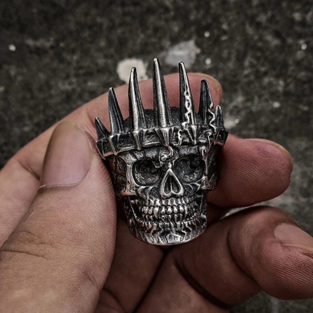 Anneau bague acier t te de mort cr ne gothique homme femme bijou squelette punk