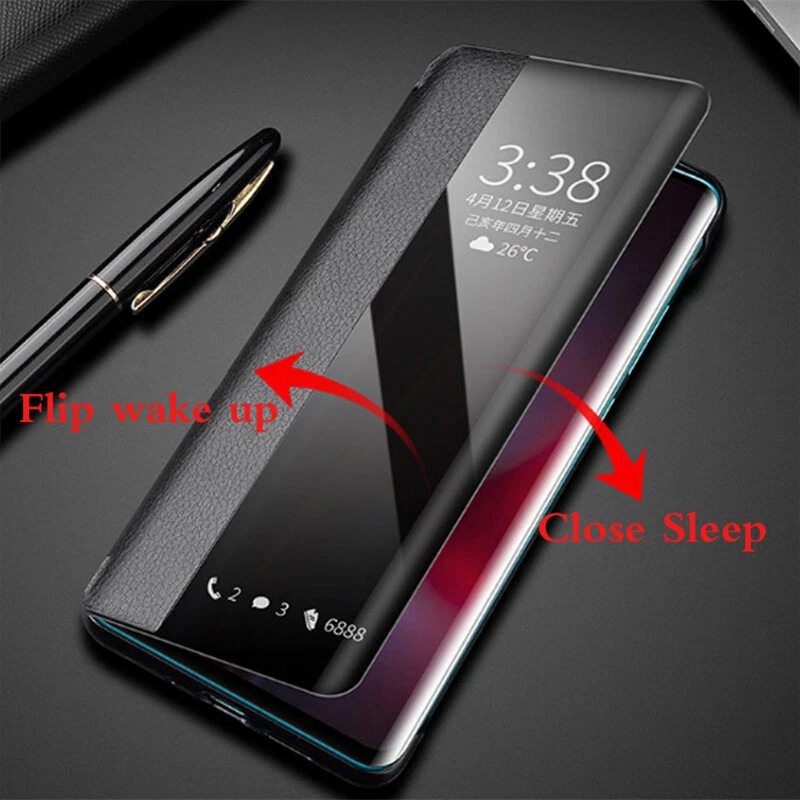 Funda de cuero con ventana abatible inteligente para teléfono Huawei P30 Lite P30 P20 Pro P Foto 2 de 4