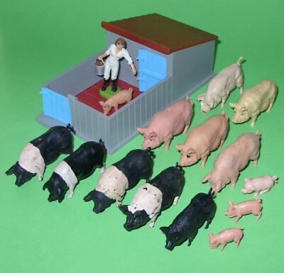 Britains Farm / Pig Sty, verschiedene Schweine, Ferkel & Farm Girl