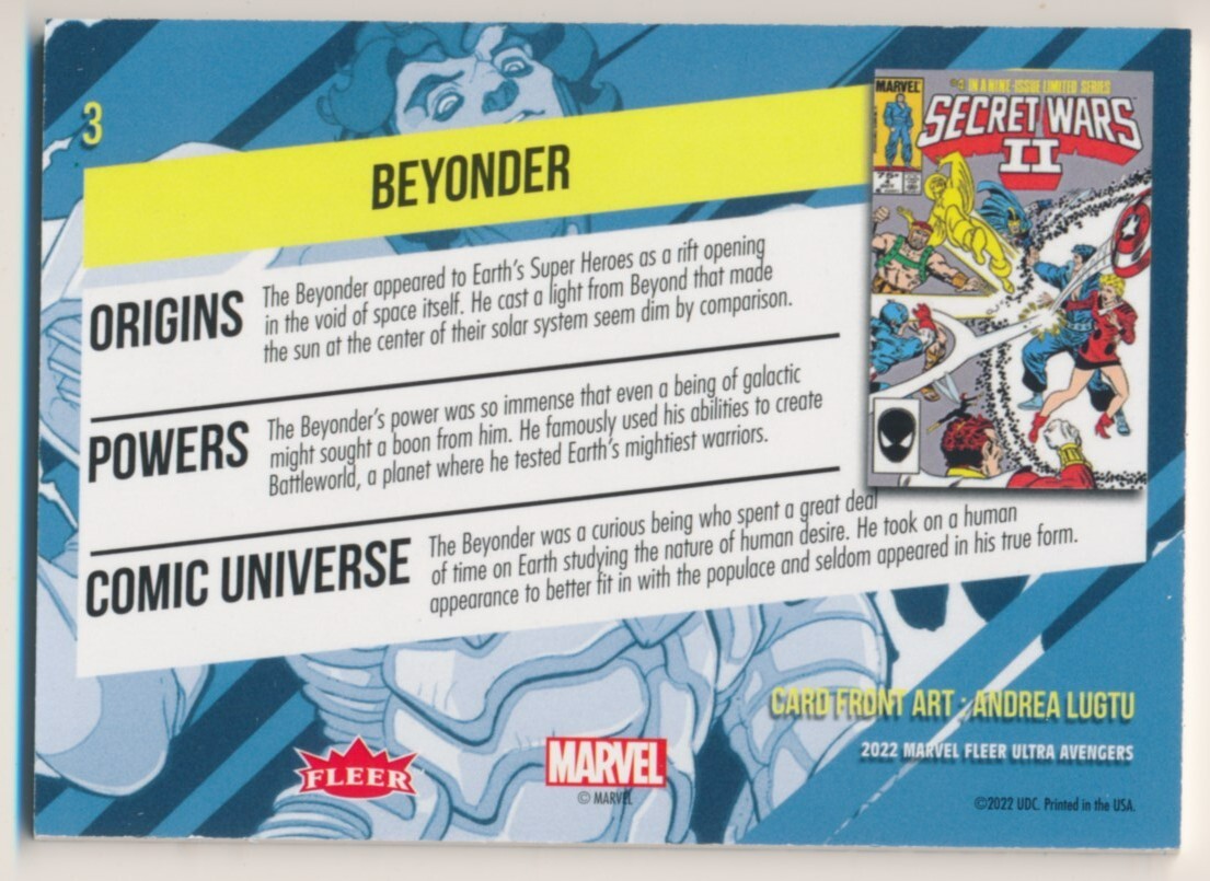 3 BEYONDER 2022 Marvel Fleer Ultra Avengers ANDREA LUGTU | eBay