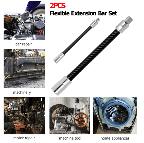 2pcs Flexible Extension Bars Long Socket 6" 8" Ratchet Flex 1/4" & 3/8" Drive - Picture 4 of 10